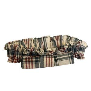Longaberger Fabric Garter Bow Red Blue Plaid Neutral Basket Decoration Accessory